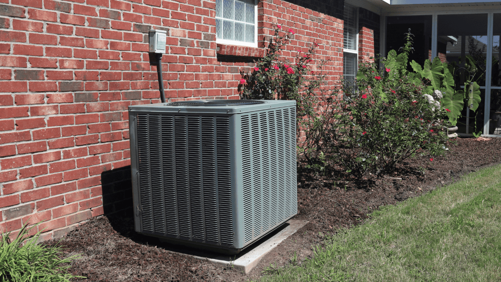 home air conditioning unit outside brick home